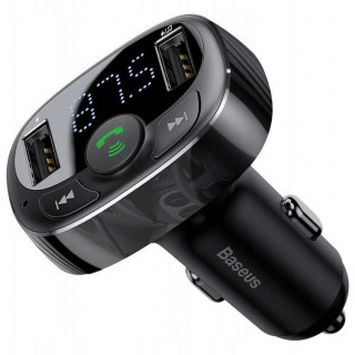 АЗУ с FM трансмиттером Baseus T typed Bluetooth MP3 charger Standart Edition, черный, CCTM-01