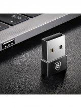 Адаптер Baseus Exquisite USB Male to Type-C Female Adapter Converter 2.4A Black, CATJQ-A01