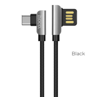 Кабель USB - Type-C HOCO U42 exquisite steel, 2.4А, 120см, черный, двусторонний USB