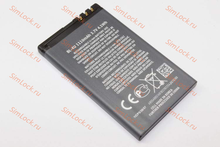 Аккумулятор BL-4U Nokia 3120, 5250, 5330, 5730, 6212, 6216, 6600 Slide, 8800 Arte, Asha 206, 210, 300, 301, 305, 306, 308, 309, 310, 311, 500, 501, 515, C5-03, C5-04, C5-05, C5-06, E66, E75, K-3