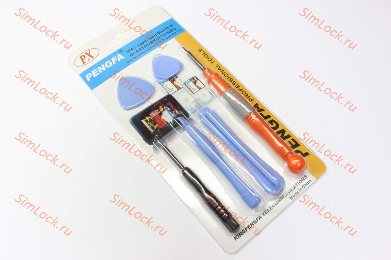 Набор инструментов PX-3670, две отвертки для разбора iPhone 4/4S/5/5S/5C: пятигранник Torx и крестовая + четыре разных пластиковых лопаточки