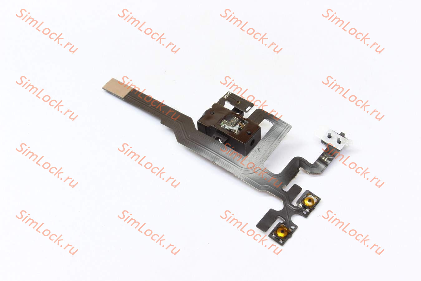 Шлейф iPhone 4S с разъемом гарнитуры и кнопками громкости - черный, К-3