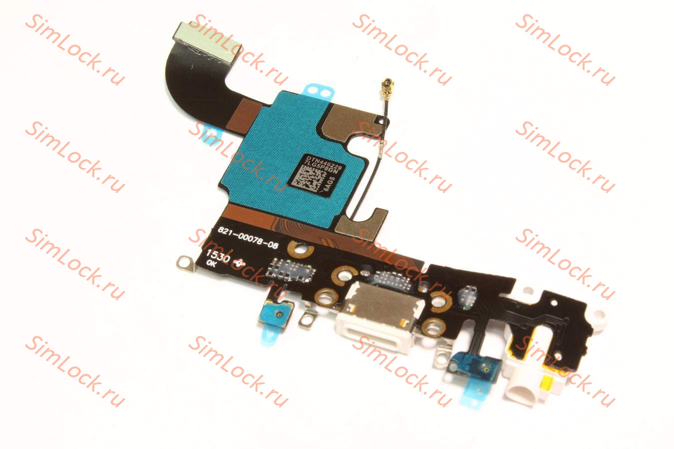 Шлейф iPhone 6S с разъемом зарядки, белый, К-3