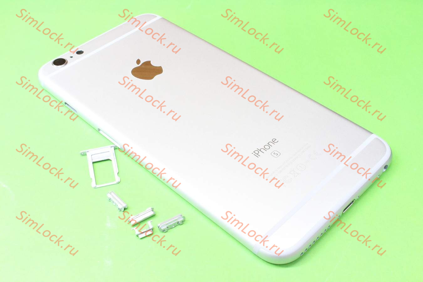 Корпус iPhone 6S+, серебро, c кнопками и держателем SIM, К-1