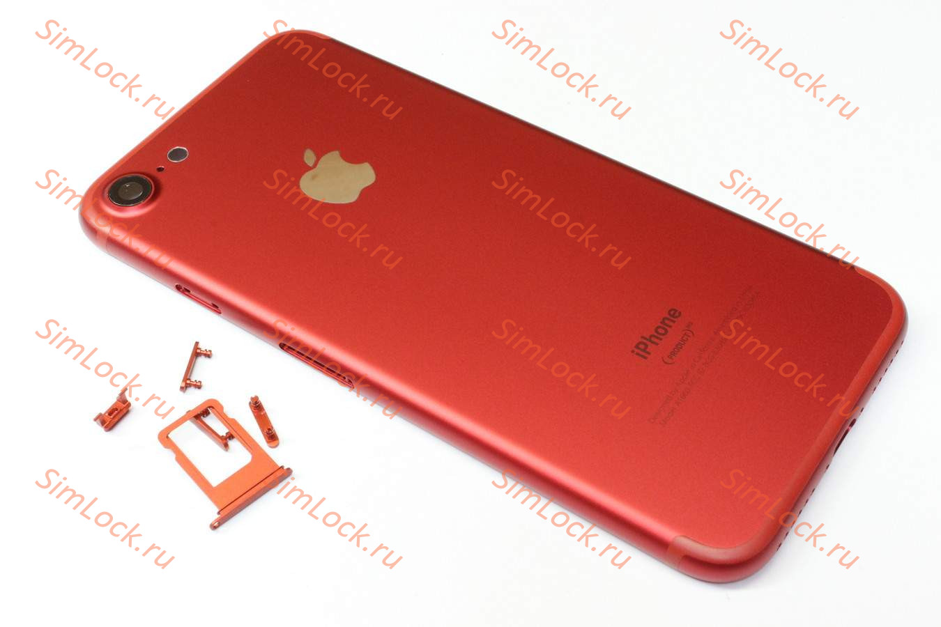 Корпус iPhone 7, красный, c кнопками и держателем SIM, К-1