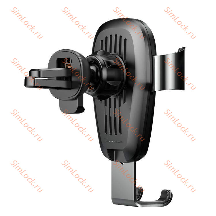 Автомобильный держатель Baseus Metal Wireless Charger Gravity, в воздуховод, с беспроводной зарядкой, черный, WXYL-B0A