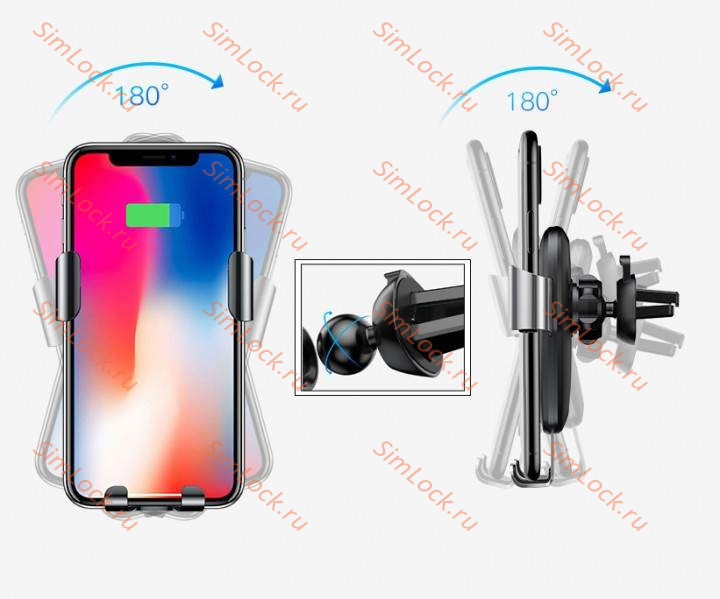 Автомобильный держатель Baseus Metal Wireless Charger Gravity, в воздуховод, с беспроводной зарядкой, черный, WXYL-B0A