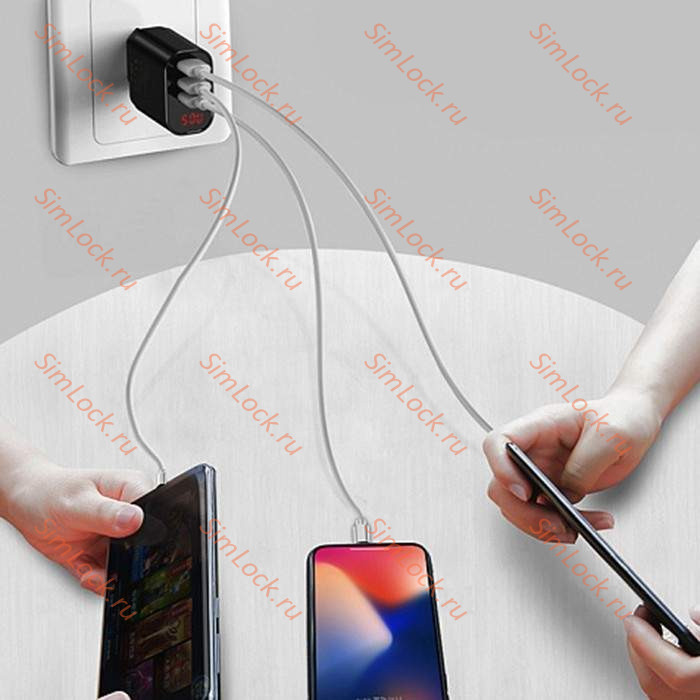 СЗУ Baseus Mirror Lake Intelligent Digital Display 3 USB, 3.4A, черный, CCALL-BH01