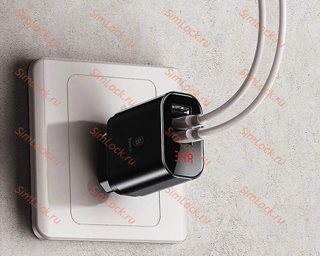 СЗУ Baseus Mirror Lake Intelligent Digital Display 3 USB, 3.4A, черный, CCALL-BH01