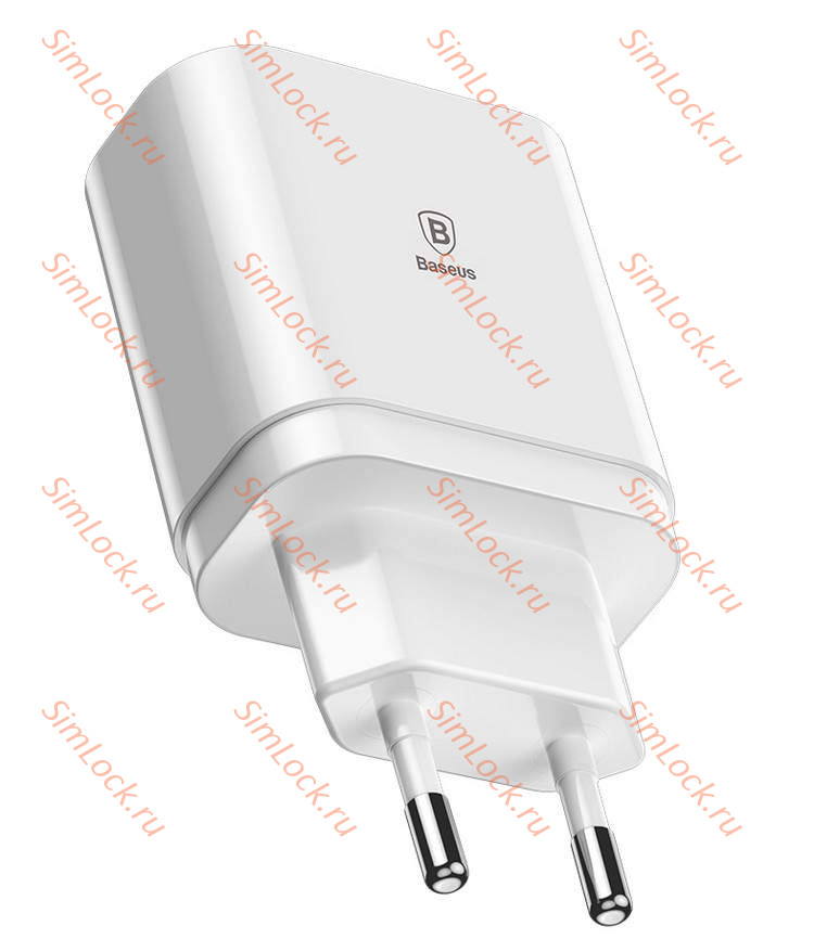 СЗУ Baseus Mirror Lake Intelligent Digital Display 3 USB, 3.4A, белый, CCALL-BH02