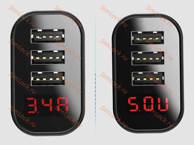СЗУ Baseus Mirror Lake Intelligent Digital Display 3 USB, 3.4A, белый, CCALL-BH02