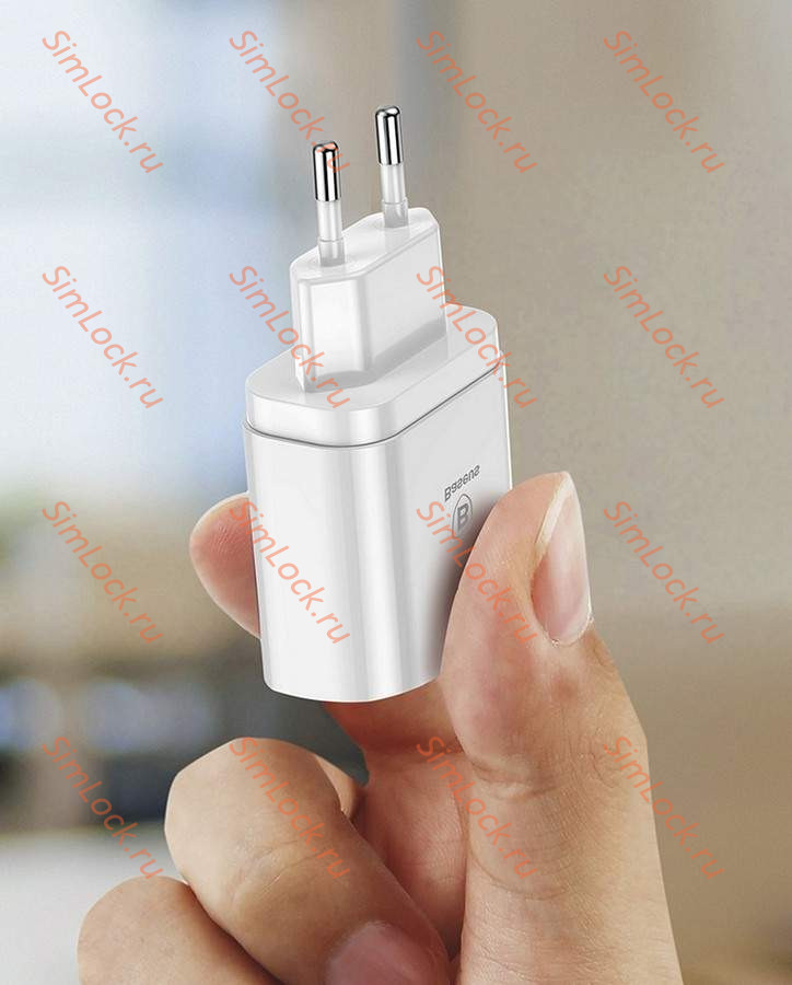 СЗУ Baseus Mirror Lake Intelligent Digital Display 3 USB, 3.4A, белый, CCALL-BH02