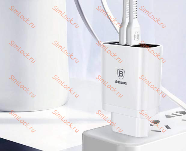 СЗУ Baseus Mirror Lake Intelligent Digital Display 3 USB, 3.4A, белый, CCALL-BH02