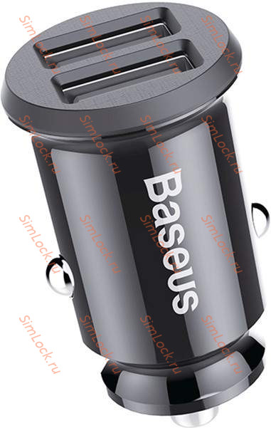 АЗУ Baseus Grain Car Charger, Dual USB 5V 3.1A, черный, CCALL-ML01