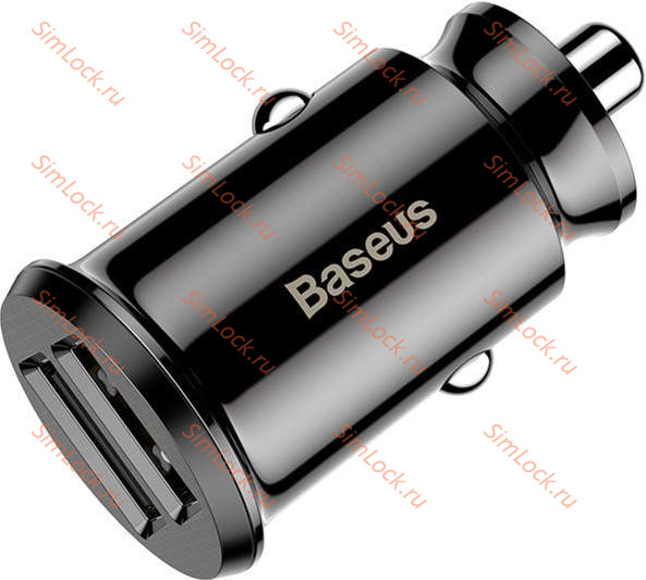 АЗУ Baseus Grain Car Charger, Dual USB 5V 3.1A, черный, CCALL-ML01