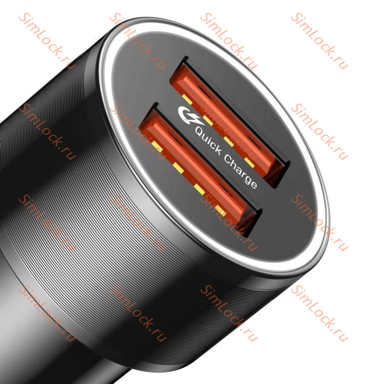 АЗУ Baseus Small Screw Dual-USB Quick Charge Car Charger 36W, черный, CAXLD-B01