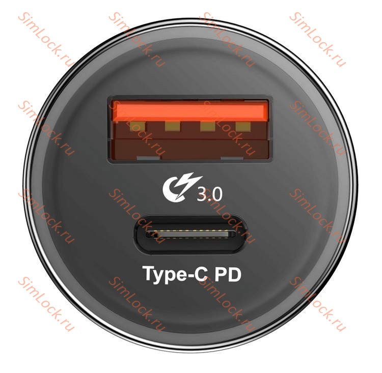 АЗУ Baseus Small Screw Type-C PD+USB Quick Charge Car Charger 36W, черный, CAXLD-A01