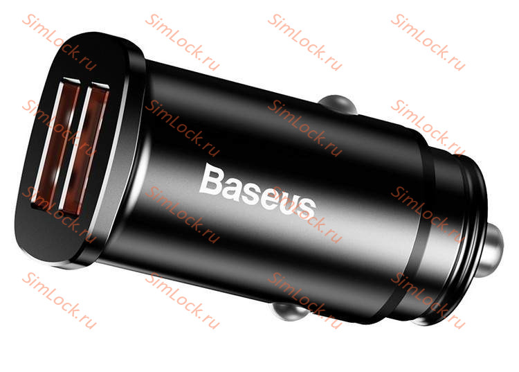 АЗУ Baseus Square metal A+A 30W Dual QC3.0 Quick Car Charger, QC3.0, SCP, FCP, AFC, черный, CCALL-DS01