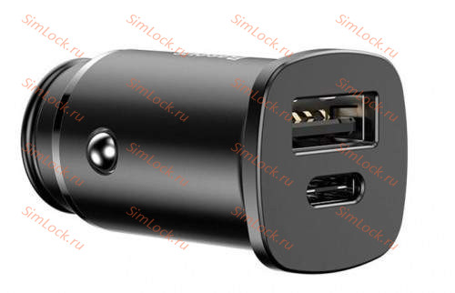 АЗУ Baseus Square metal A+C 30W PPS Car Charger, PD3.0, QC4.0, SCP, FCP, AFC, черный, CCALL-AS01