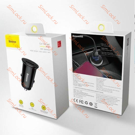 АЗУ Baseus Circular Plastic A+C 30W PPS Car Charger, PD3.0, QC4.0+, SCP, FCP, AFC, черный, CCALL-YS01