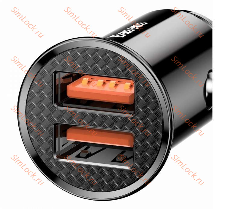АЗУ Baseus Circular Plastic A+A 30W Dual QC3.0 Quick Car Charger, QC3.0, SCP, FCP, AFC, черный, CCALL-YD01