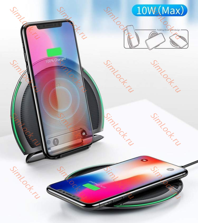 Беспроводное зарядное устройство Baseus foldable Multifunction Wireless Charger, черный, WXZD-01