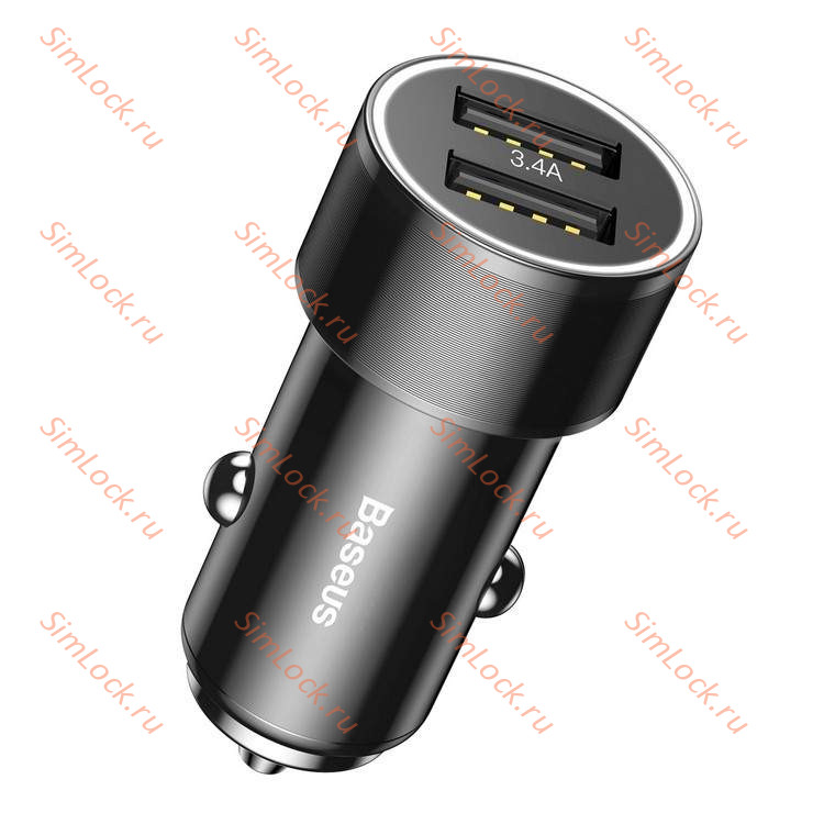 АЗУ Baseus Small Screw 3.4A Dual-USB, черный, CAXLD-C01