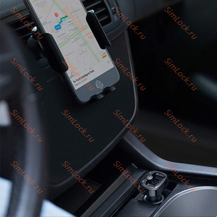 АЗУ с FM трансмиттером Baseus T typed Bluetooth MP3 charger Standart Edition, черный, CCTM-01
