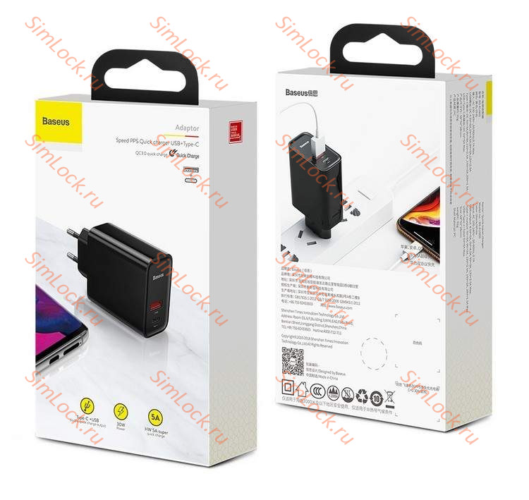 СЗУ Baseus Speed Dual QC3.0 Quick charger 2 USB, 30W, черный, CCFS-E01