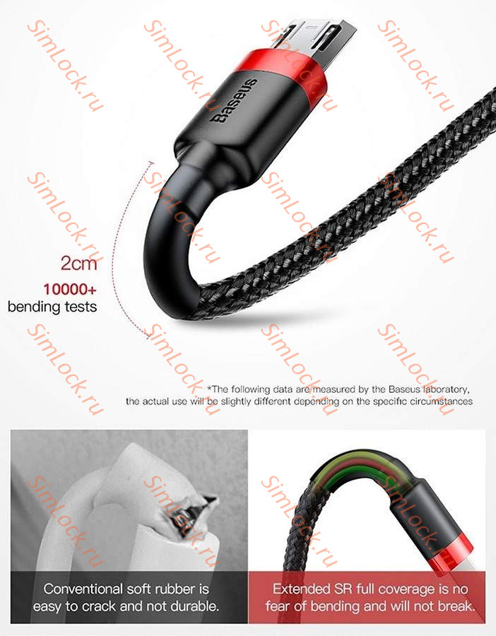 Кабель USB - micro USB Baseus Cafule 1.5A 200см Red+Red, CAMKLF-C09