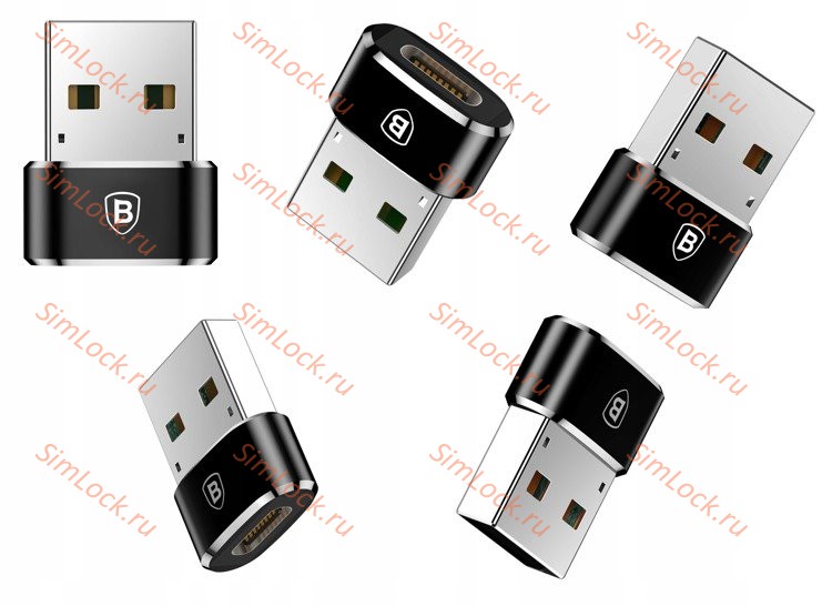 Адаптер Baseus USB Male To Type-C Female Adapter Converter 5A Black, CAAOTG-01