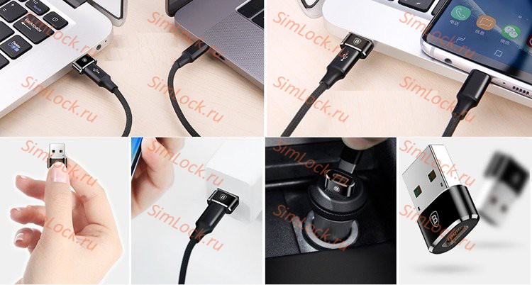 Адаптер Baseus USB Male To Type-C Female Adapter Converter 5A Black, CAAOTG-01