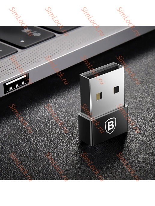 Адаптер Baseus Exquisite USB Male to Type-C Female Adapter Converter 2.4A Black, CATJQ-A01