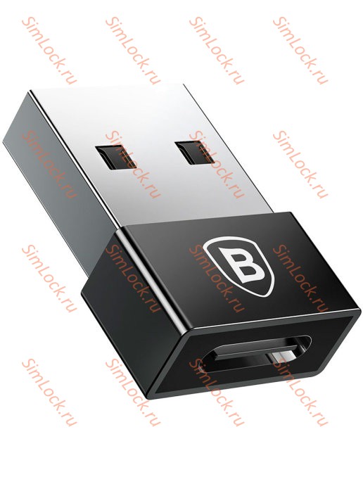 Адаптер Baseus Exquisite USB Male to Type-C Female Adapter Converter 2.4A Black, CATJQ-A01