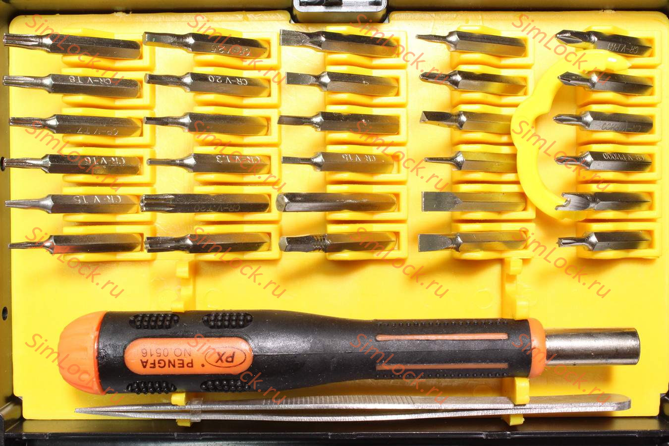 Отвертка PX-0516, 30 сменных насадок и пинцет