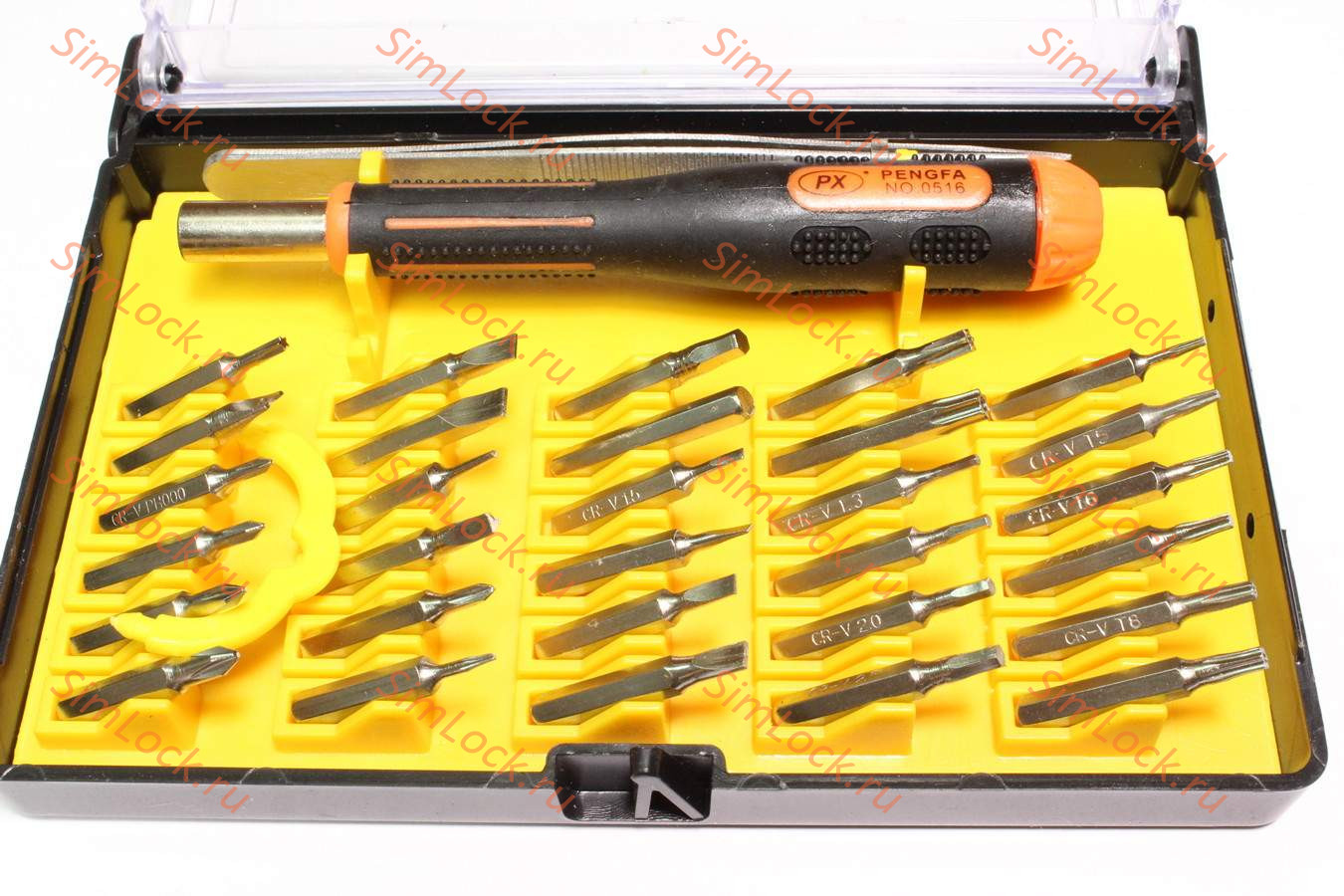 Отвертка PX-0516, 30 сменных насадок и пинцет