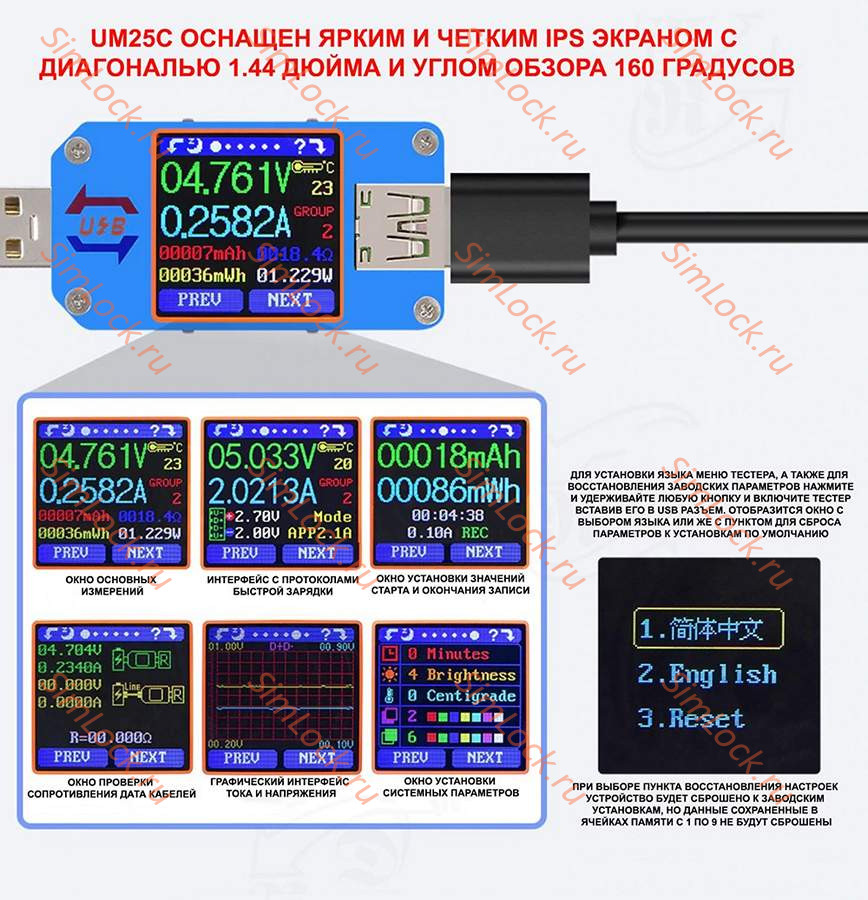 USB тестер Ruideng RD-UM25C