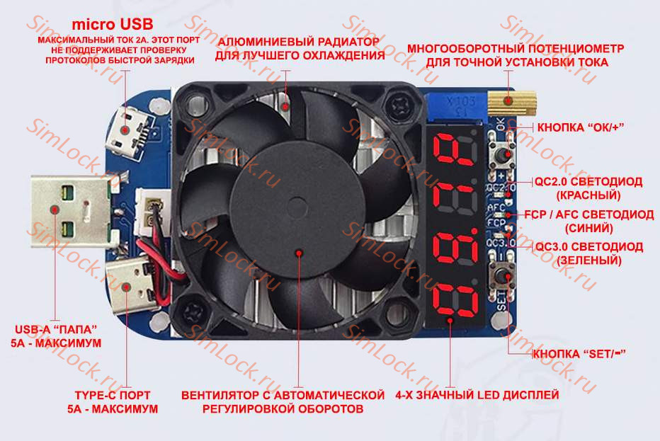 Электронная нагрузка RD-HD35, 4-25V, 0,05-5A, 35W