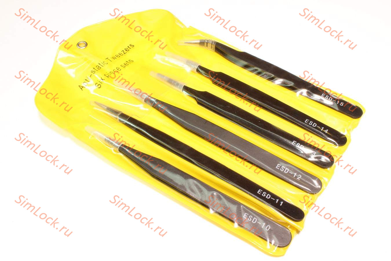 Набор пинцетов ESD из 6 штук с антистатическим покрытием