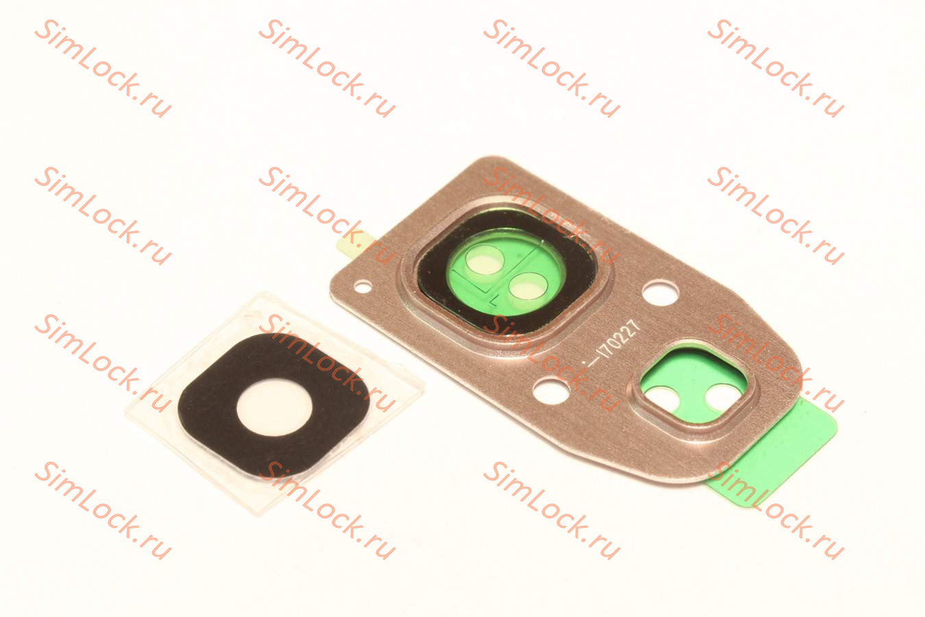 Стекло камеры Samsung A320/A520/A720 Galaxy A3/A5/A7 (2017) с розовой рамкой