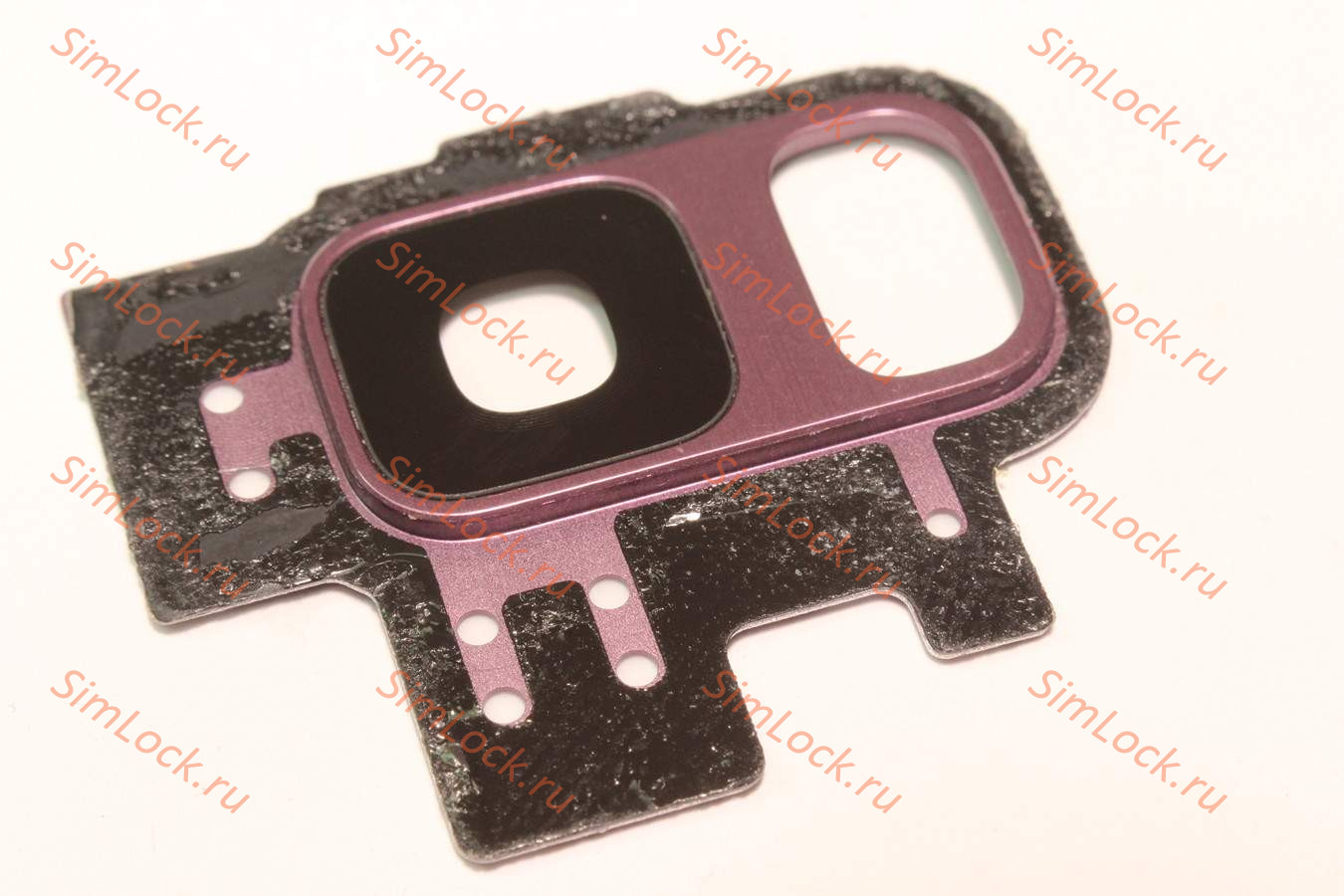 Стекло камеры Samsung G960F Galaxy S9 с фиолетовой рамкой, оригинал, снятое с нового телефона