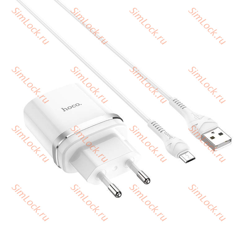 СЗУ HOCO C12Q Smart, 3A, белый, 18W, QC3.0 / QC2.0 + кабель microUSB