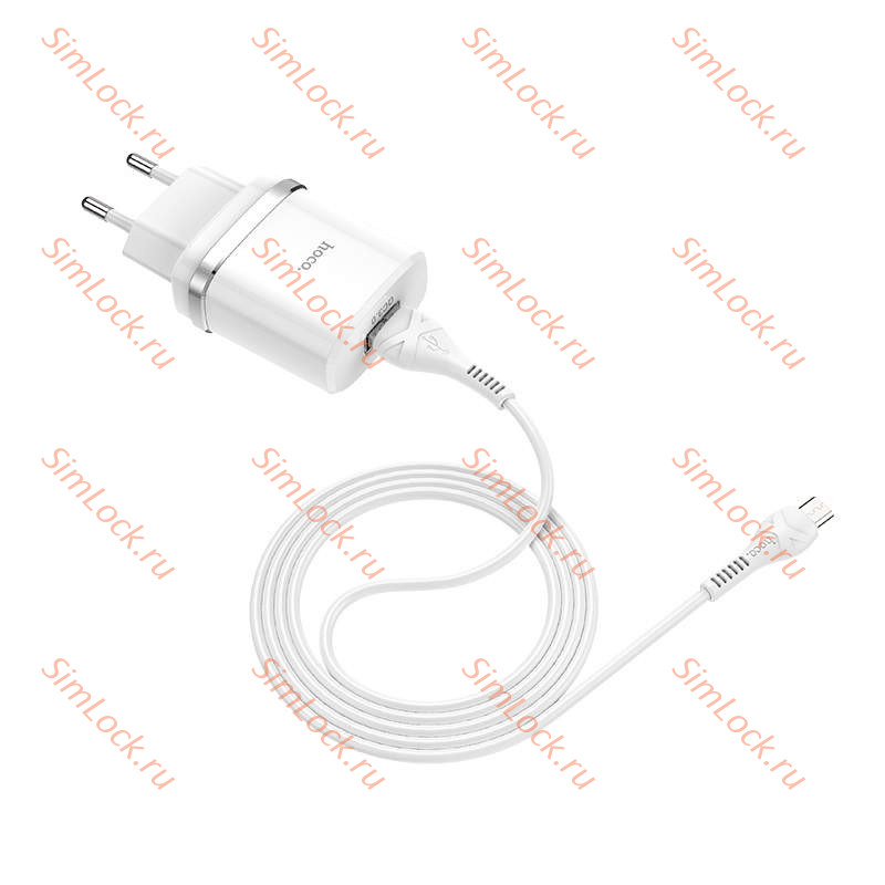 СЗУ HOCO C12Q Smart, 3A, белый, 18W, QC3.0 / QC2.0 + кабель microUSB