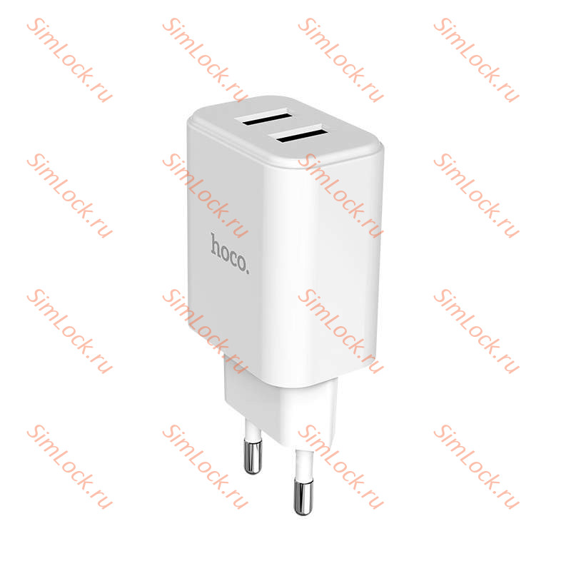 СЗУ HOCO C62A Victoria, 2.1A, белый, двойной USB