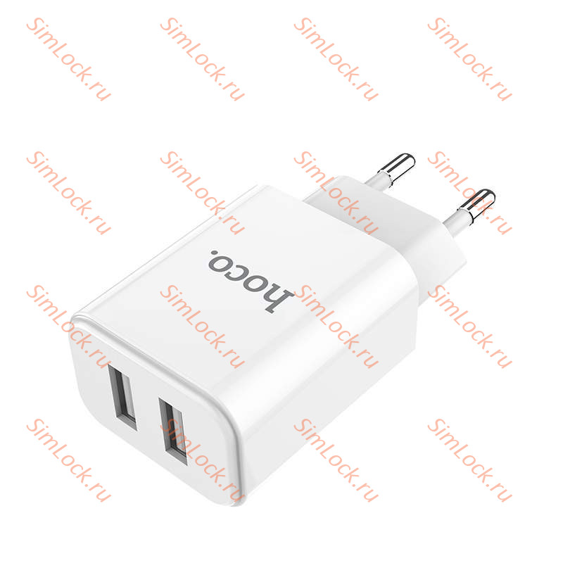 СЗУ HOCO C62A Victoria, 2.1A, белый, двойной USB