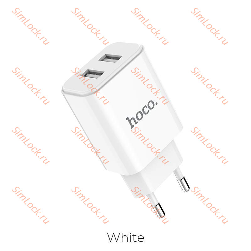 СЗУ HOCO C62A Victoria, 2.1A, белый, двойной USB