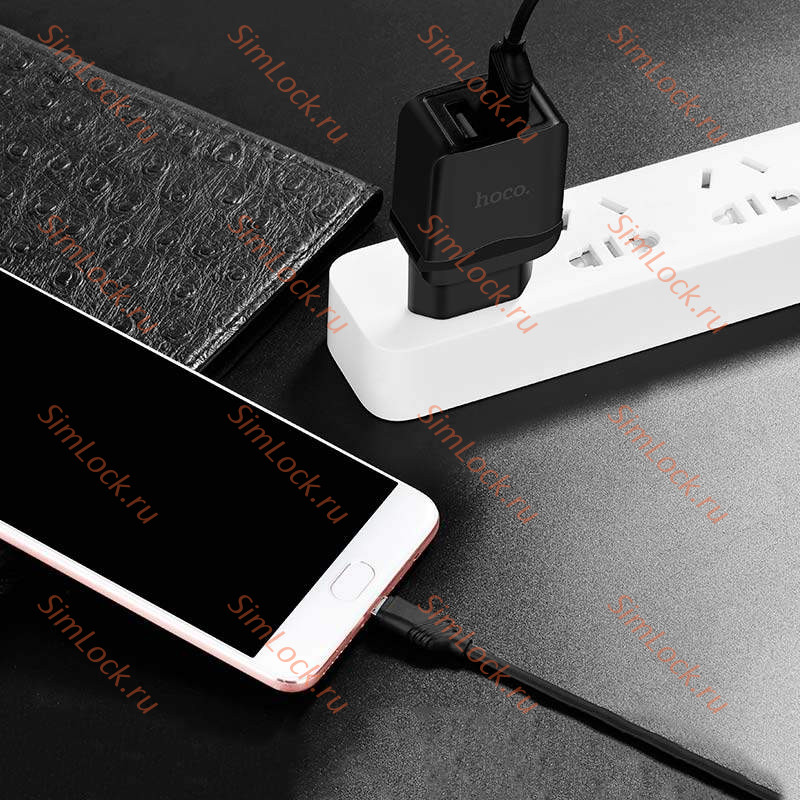 СЗУ HOCO C33A Little, 2.4A, черный, двойной USB