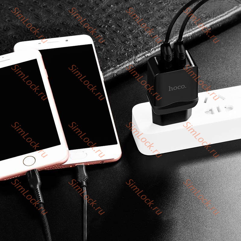 СЗУ HOCO C33A Little, 2.4A, черный, двойной USB