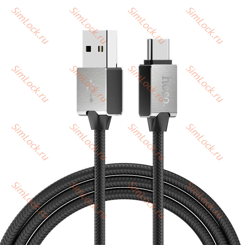 Кабель USB - Type-C HOCO U49 Refined steel, 2.4А, 120см, черный