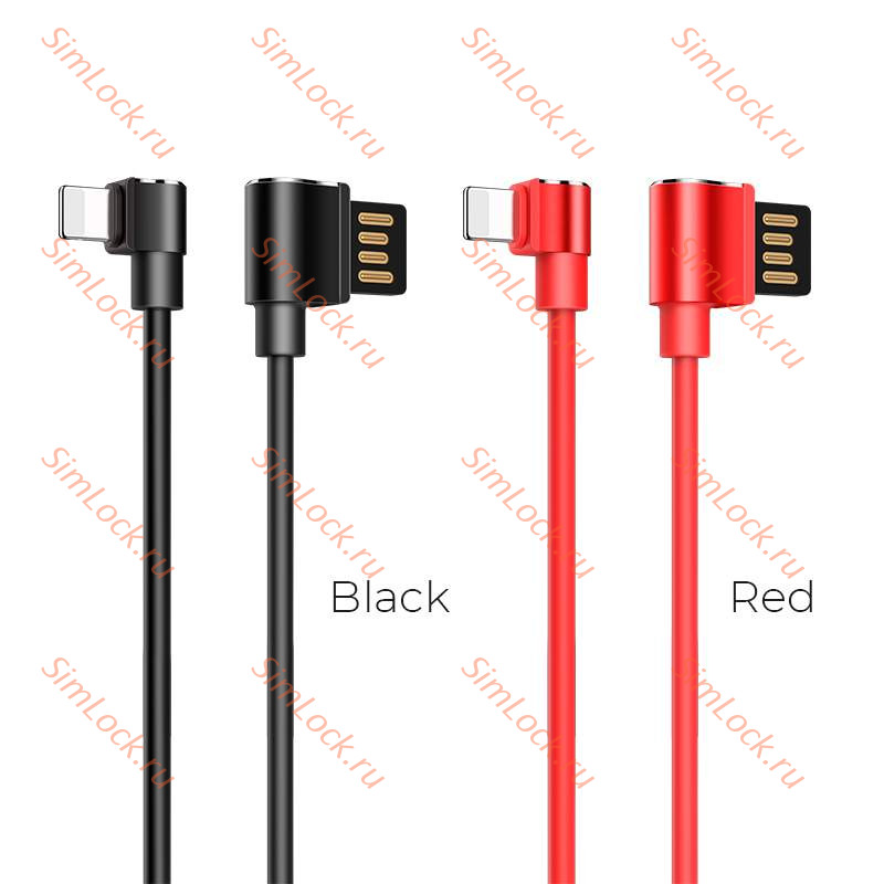 Кабель USB - Lightning HOCO U37, 2.4А, 120см, черный, двухсторонний USB
